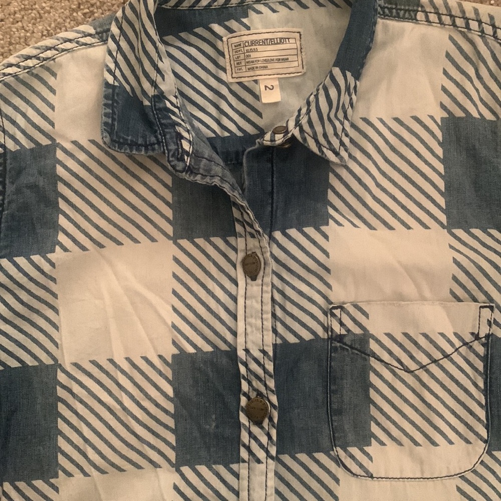 Current Elliot Checkered Chambray Button Down - image 7